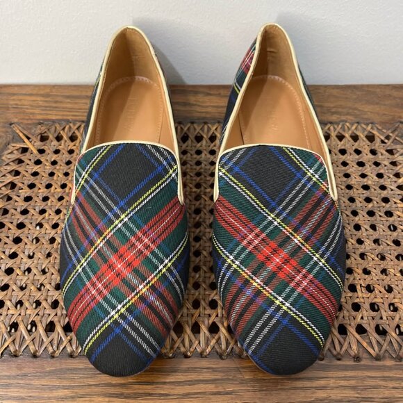 Size 9 J.Crew Factory Stewart Tartan Plaid Smoking Loafers - Picture 3 of 7